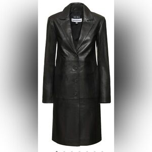 Reformation Veda Crosby 90s Longline Leather Blazer Black